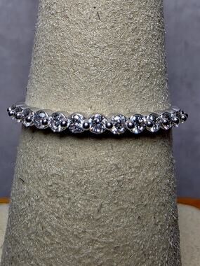 S7 0.25ctw Diamond Half Eternity Band 925 Sterling Silver Lab Created Solid Back